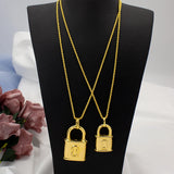 Key Lock Pattern Pendant Necklace Copper Chain for Women