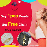 Key Lock Pattern Pendant Necklace Copper Chain for Women