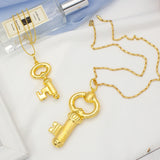 Key Pattern Copper 24K Plated Chain Necklace For Party