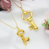 Key Pattern Copper 24K Plated Chain Necklace For Party