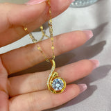 Rhinestone Pendant Necklace for Women Stainless Steel Jewelry