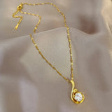 Rhinestone Pendant Necklace for Women Stainless Steel Jewelry