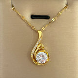 Rhinestone Pendant Necklace for Women Stainless Steel Jewelry