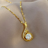 Rhinestone Pendant Necklace for Women Stainless Steel Jewelry