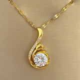 Rhinestone Pendant Necklace for Women Stainless Steel Jewelry
