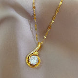 Rhinestone Pendant Necklace for Women Stainless Steel Jewelry