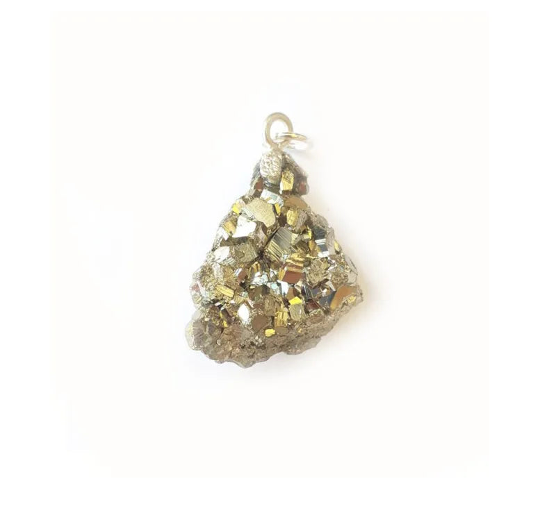Pyrite Rough Pendant Necklace Sterling Silver