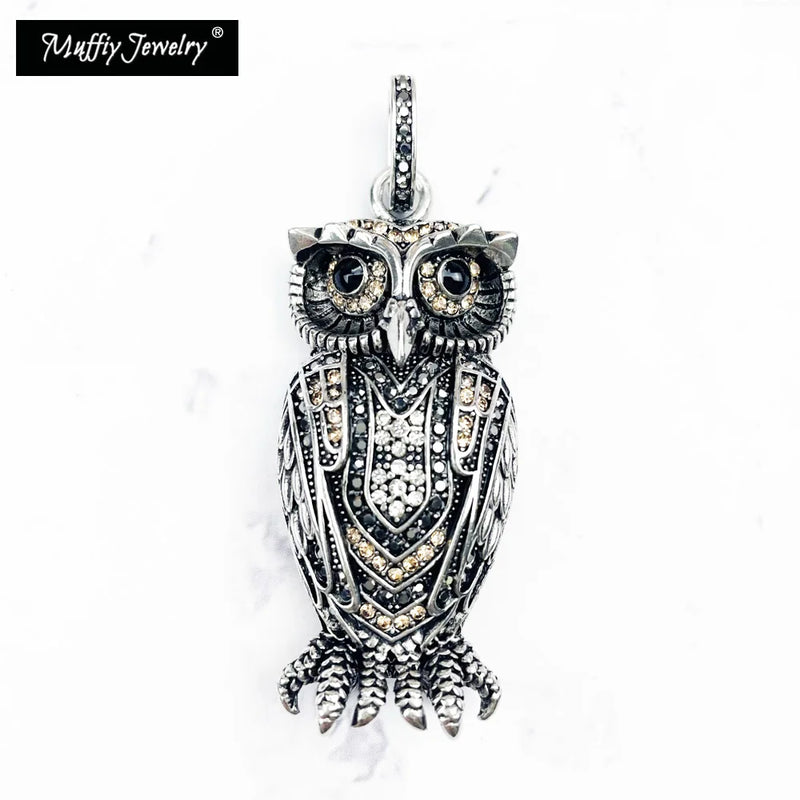 Owl Pendant Queen of Night 925 Silver Zirconia Jewelry