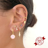 925 Silver Lightning Diamond Hoop Earrings for Women
