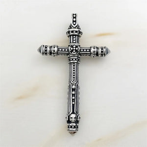 925 Sterling Silver Pharaoh Scarab Skull Cross Pendant Necklace Jewelry