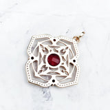 Root Chakra Pendant in 925 Sterling Silver with Burgundy Red Zircon Stones