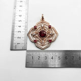 Root Chakra Pendant in 925 Sterling Silver with Burgundy Red Zircon Stones