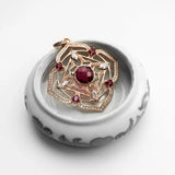 Root Chakra Pendant in 925 Sterling Silver with Burgundy Red Zircon Stones