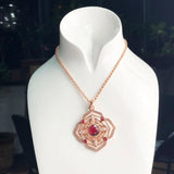 Root Chakra Pendant in 925 Sterling Silver with Burgundy Red Zircon Stones