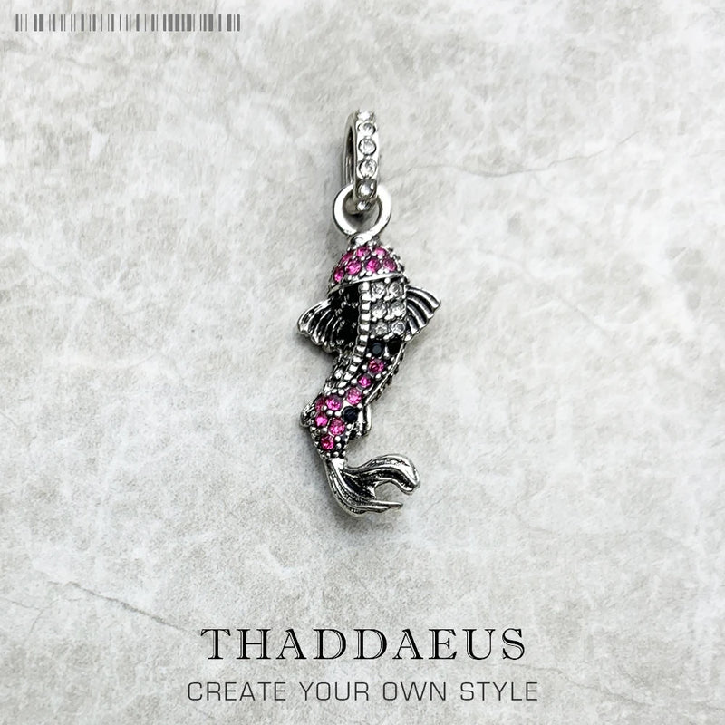 925 Sterling Silver Red Koi Fish Pendant Necklace