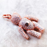 Rose Teddy Bear Pendant, 925 Sterling Silver Fine Jewelry Gift For Woman
