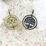 Rotating Tree Pendant in 925 Silver with Colorful Stones