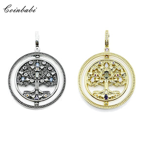 Rotating Tree Pendant in 925 Silver with Colorful Stones