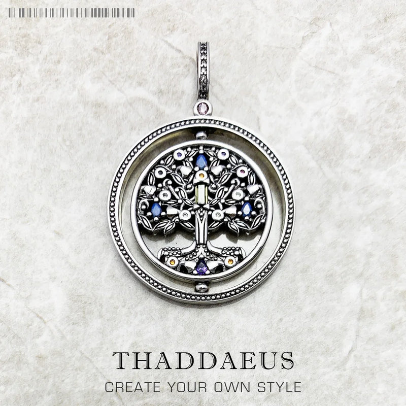 925 Silver Tree of Life Pendant Rotating Necklace