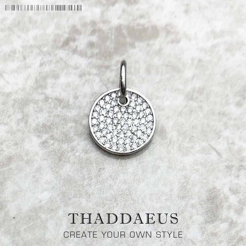Pave Summer 925 Silver Round Disc Ornament Europe Gift