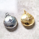 925 Silver Pendant Round Medaillon With Star Locket Gift