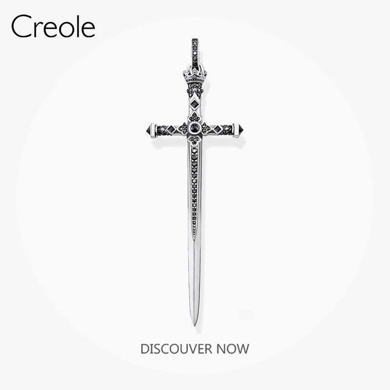 Royal Sword Zircon Stone 925 Silver Necklace Fine Jewelry