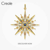 Royalty Star Pendant Golden in 925 Silver with Colorful Zirconia