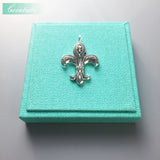 Skull Bourbon Fleur-De-Lis Pendant 925 Sterling Silver Gift For Men & Women