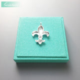 Skull Bourbon Fleur-De-Lis Pendant 925 Sterling Silver Gift For Men & Women