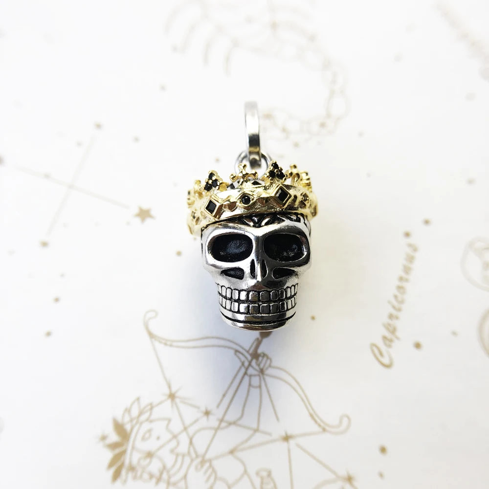 Skull Crown Pendant Necklace - Vintage European Jewelry