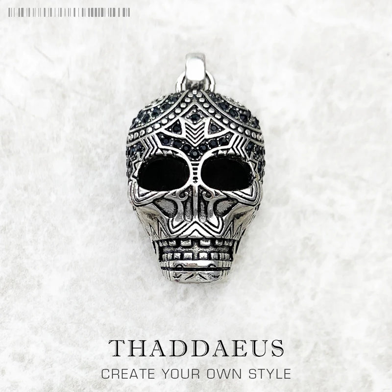 Skull Pendant Maori Ethnic Punk Jewelry 925 Sterling Silver
