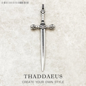 Skull Sword Pendant 925 Sterling Silver Vintage Gift