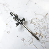 Skull Sword Pendant 925 Sterling Silver Warrior Gift