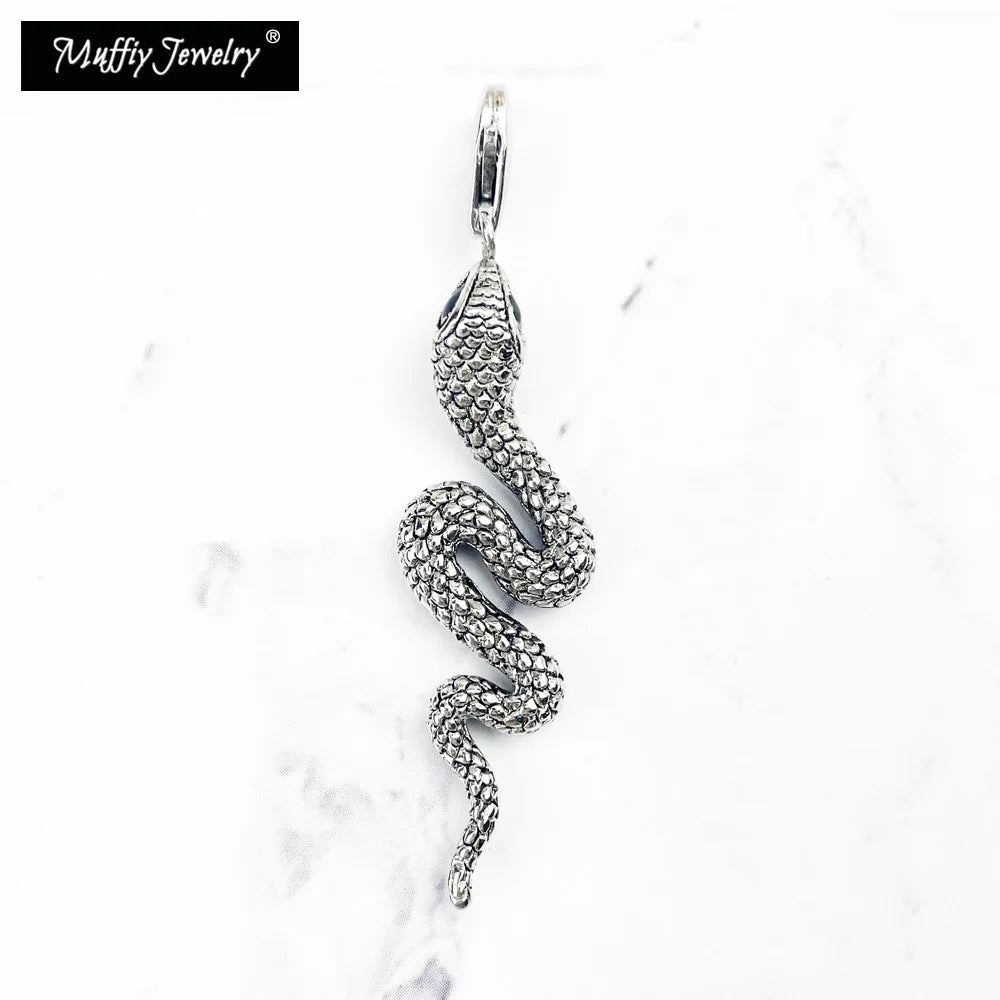 Snake 925 Sterling Silver Pendant Blackened Fine Jewelry