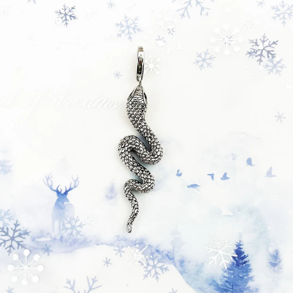Snake 925 Sterling Silver Pendant Blackened Fine Jewelry