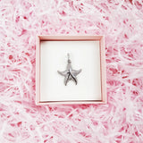 Sterling Silver Sparkling Starfish Pendant Necklace