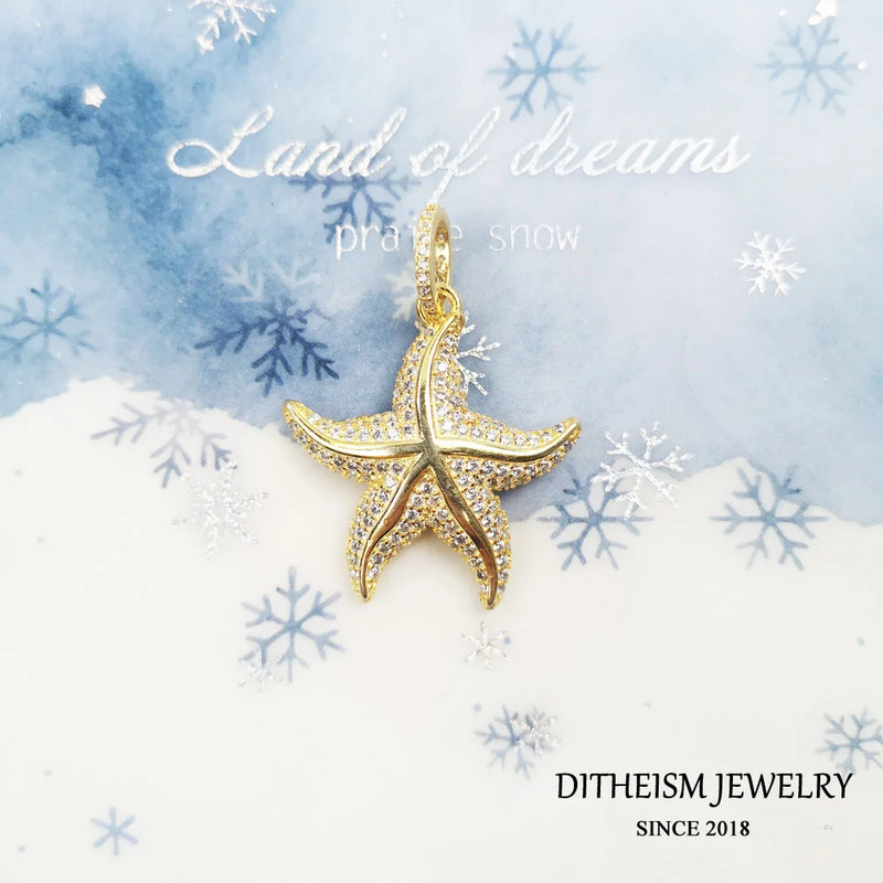 Pendant Starfish 925 Sterling Silver With Golden Fine Jewelry Accessories