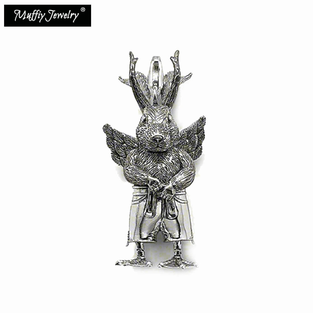 925 Silver Rabbit Pendant for Necklace Europe Vintage Gift