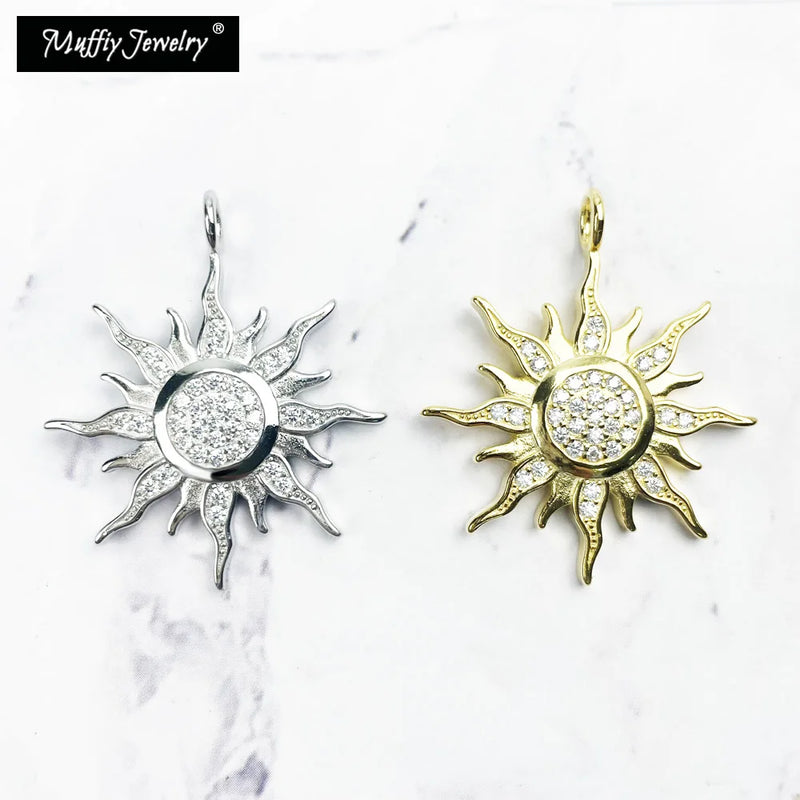925 Silver Golden Pendant with Zirconia, European Styling