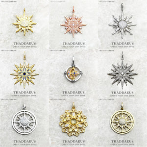 Sun Star CZ Pave 925 Sterling Silver Fine Jewelry Europe Style Gift