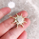 Sun Star CZ Pave 925 Sterling Silver Fine Jewelry Europe Style Gift