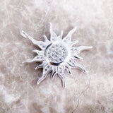 Sun Stone Pave Pendant 925 Sterling Silver Gift
