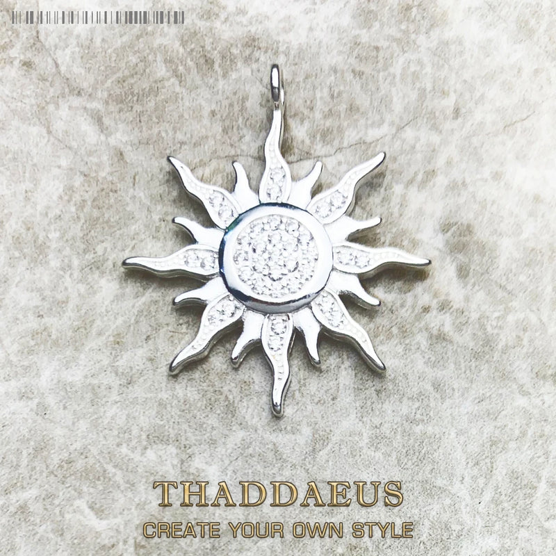 Sun Stone Pave Pendant 925 Sterling Silver Gift