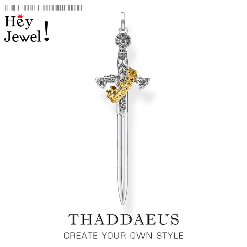 Vintage Europe Style Pendant Sword With Crown Necklace