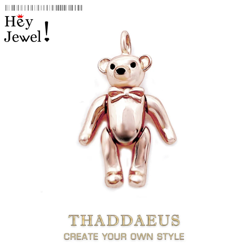 Teddy Bear Pure Rose Jewelry 925 Sterling Silver Accessorie