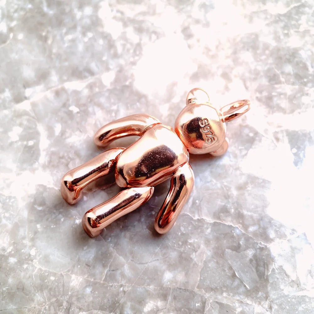 Teddy Bear Pure Rose Jewelry 925 Sterling Silver Accessorie