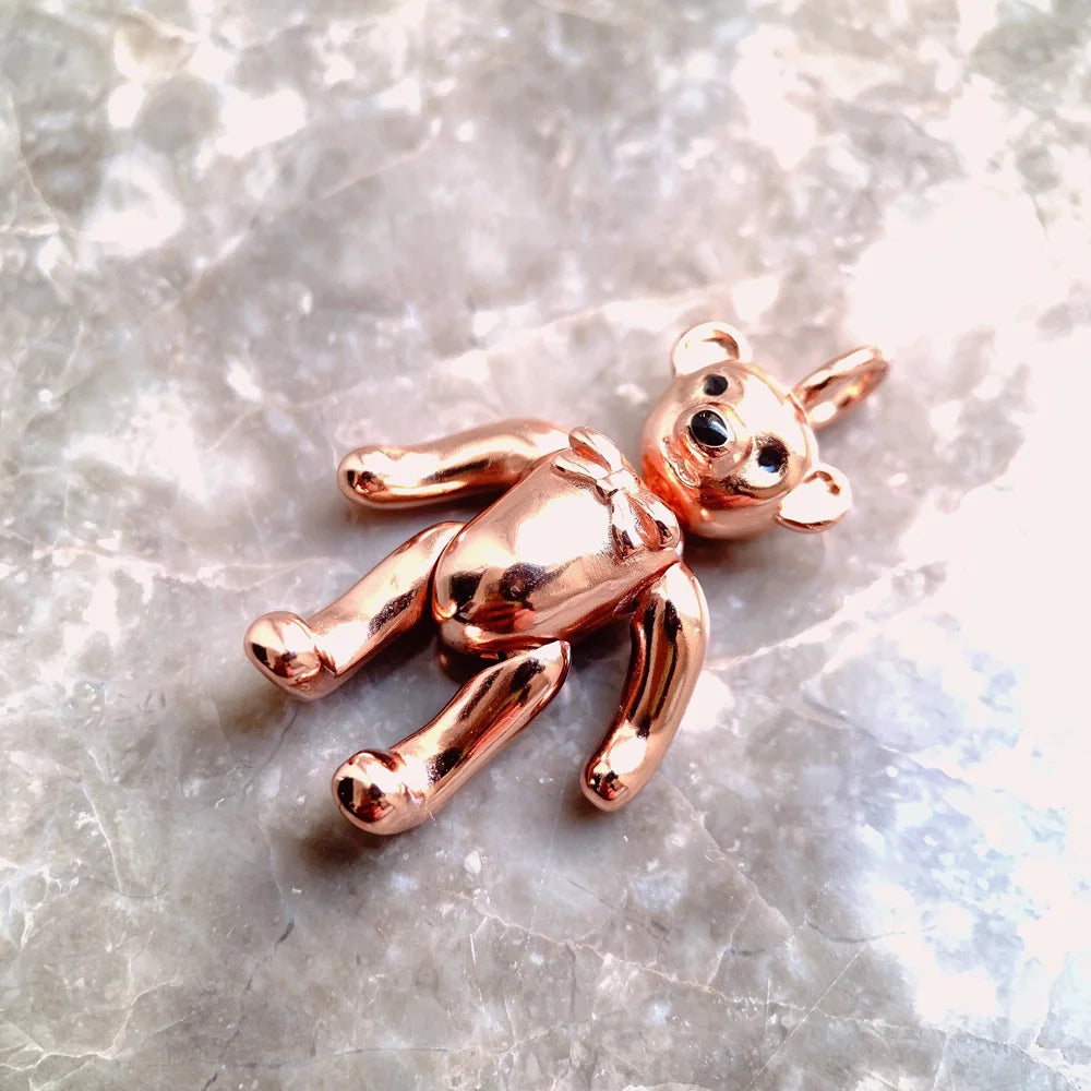Teddy Bear Pure Rose Jewelry 925 Sterling Silver Accessorie