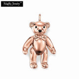 Teddy Bear Rose Pendant in 925 Sterling Silver - Romantic Love Gift