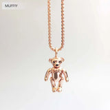 Teddy Bear Rose Pendant in 925 Sterling Silver - Romantic Love Gift