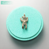 Teddy Bear Rose Key Chain Pendant 3.3cm Women Gift Europe Jewelry